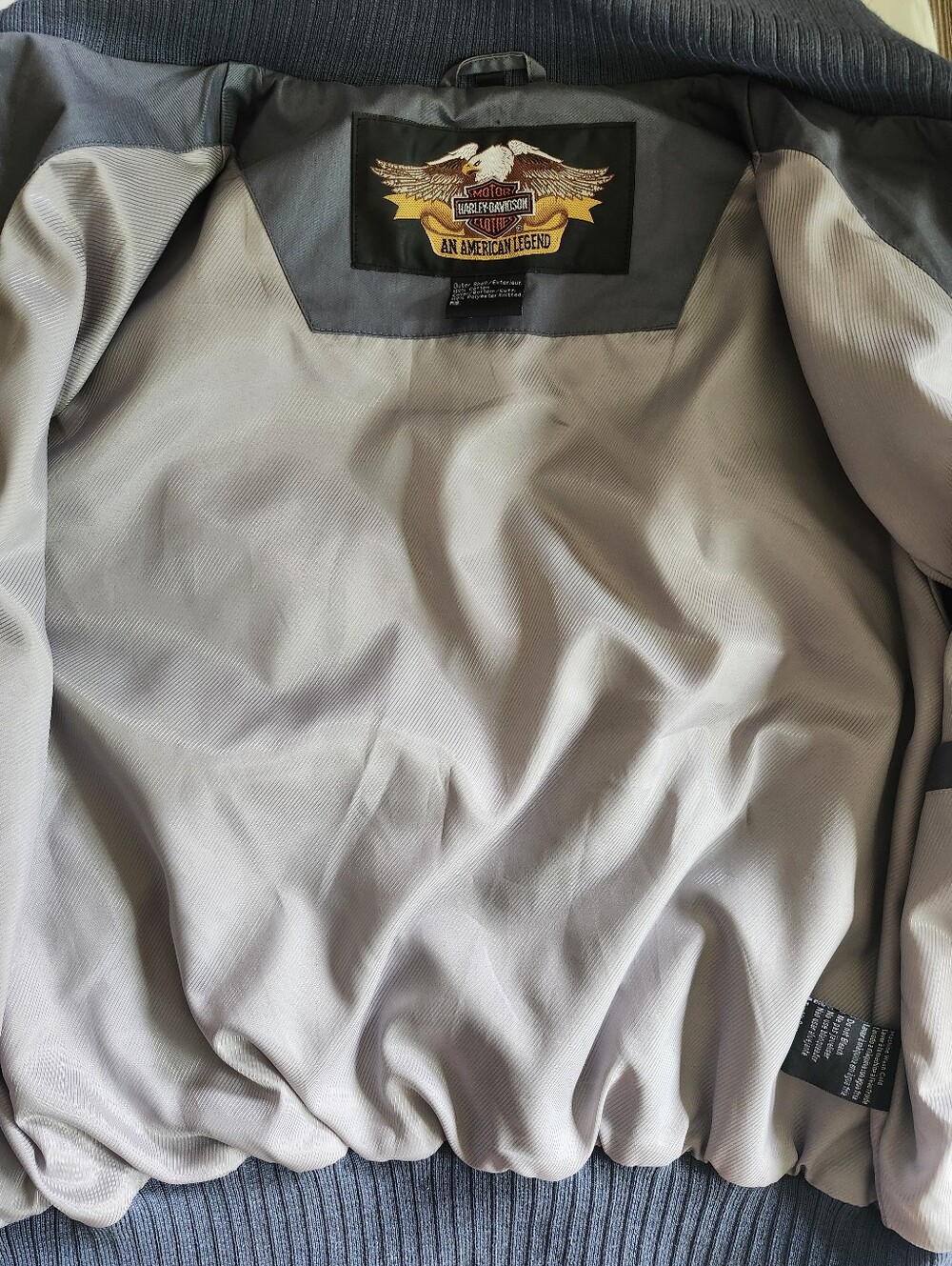 Vintage Harley Davidson Motorcycle Women's Slate Blue Bomber Jacket - Picture 7 of 8